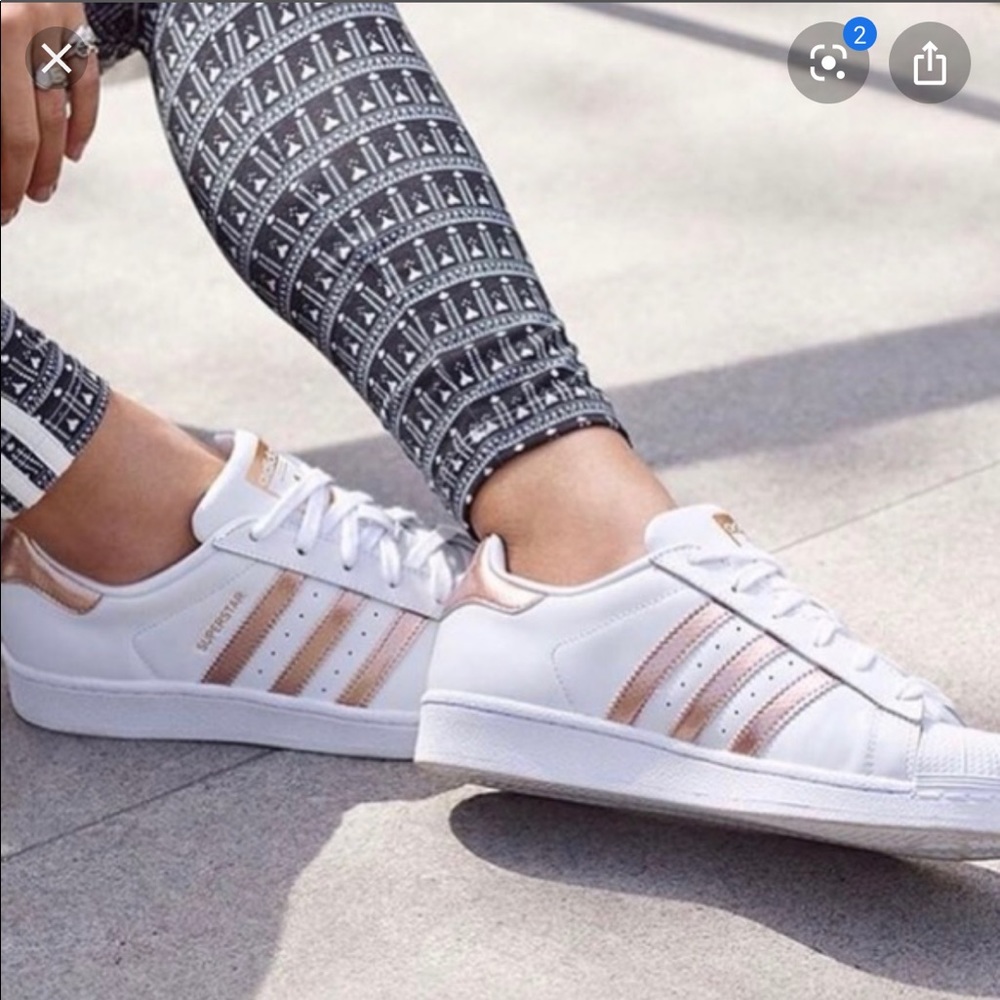 Adidas superstar copper rose gold shoe